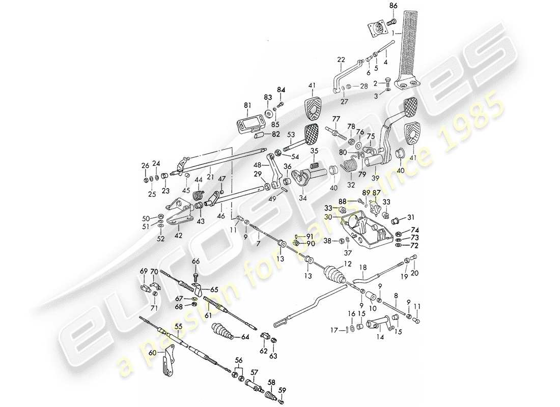 porsche 911 (1971) pedals - for vehicles with - manual gearbox part diagram