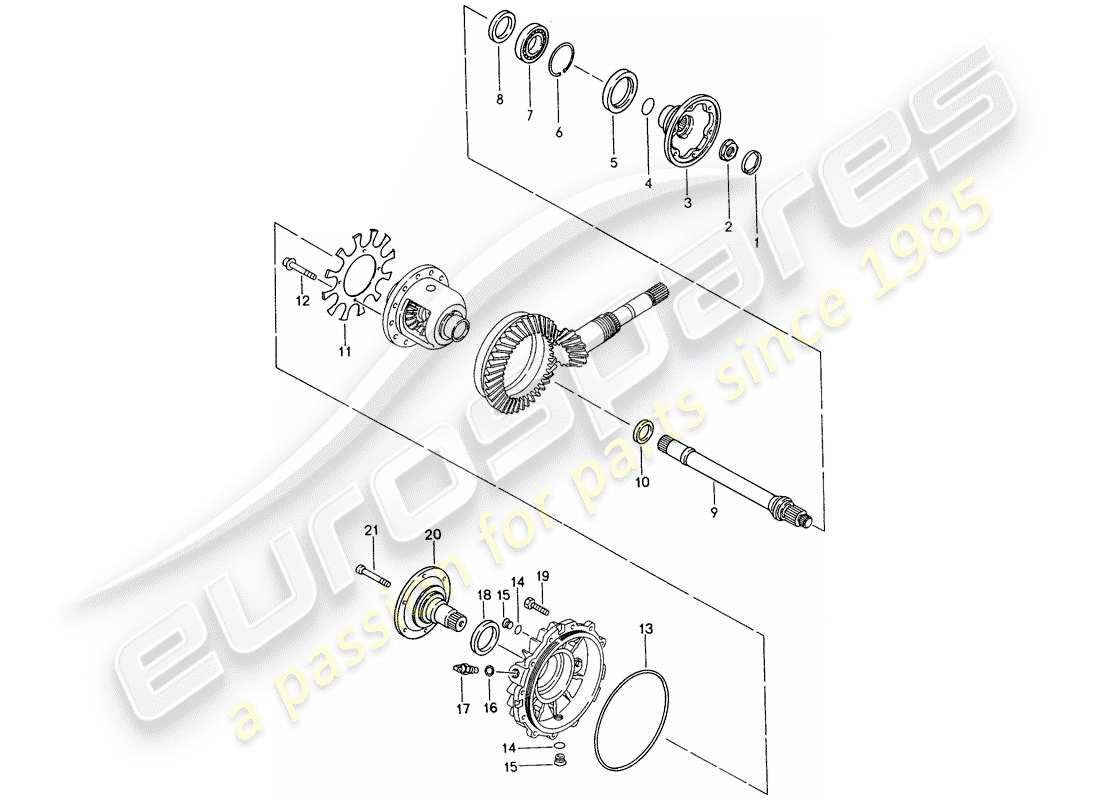 porsche 968 (1995) tiptronic - differential - housing part diagram