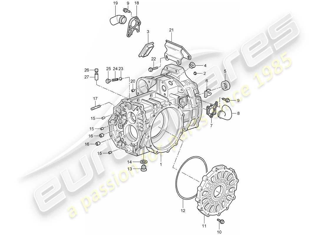 porsche 997 gt3 (2008) transmission case part diagram