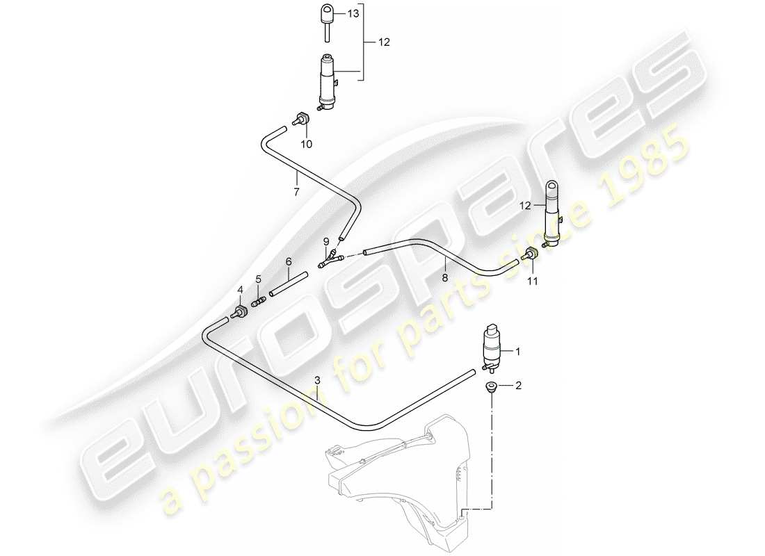 porsche 997 (2008) headlight washer system part diagram