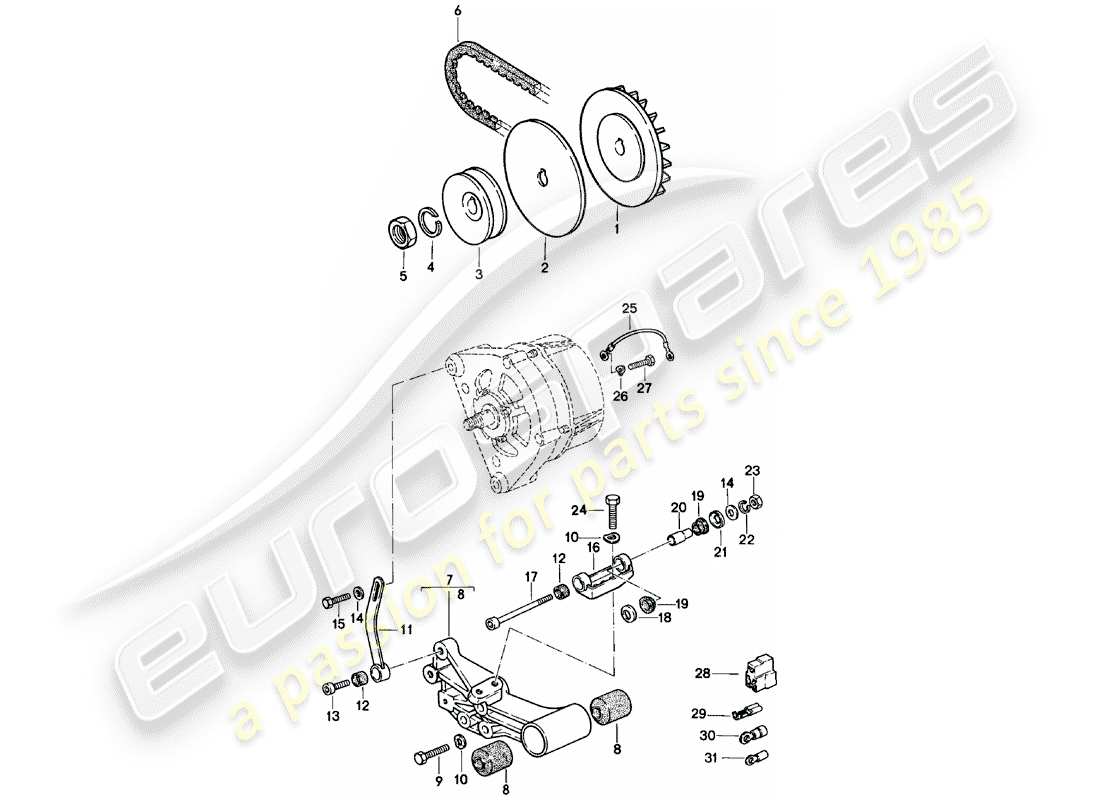 porsche 924 (1982) fasteners - alternator part diagram