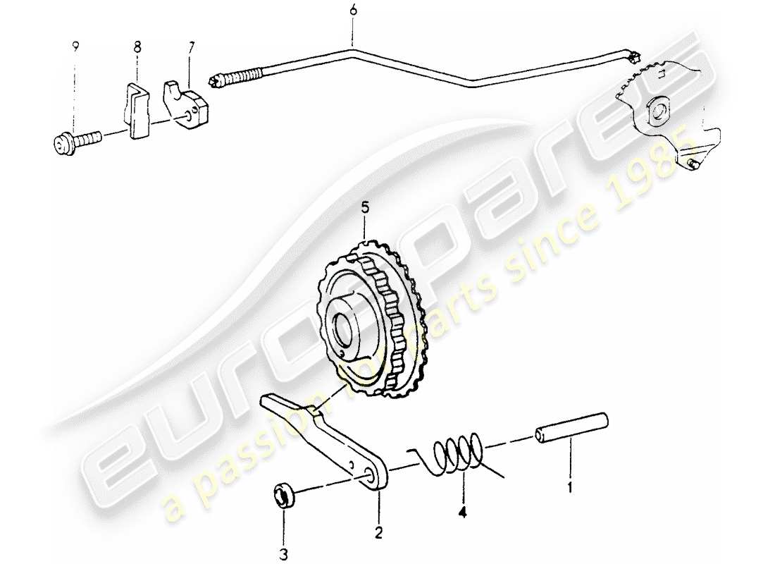 porsche 964 (1992) tiptronic - parking lock part diagram