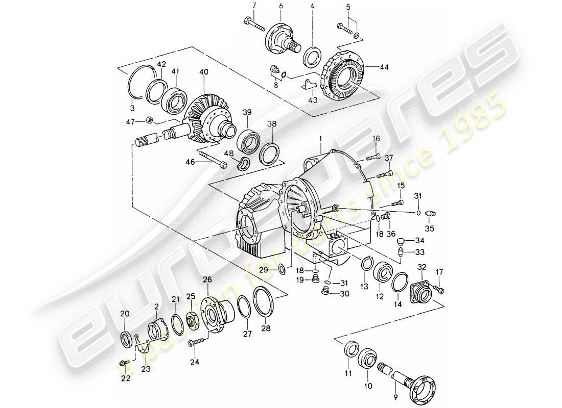 porsche 964 (1993) tiptronic - differential - differential case part diagram