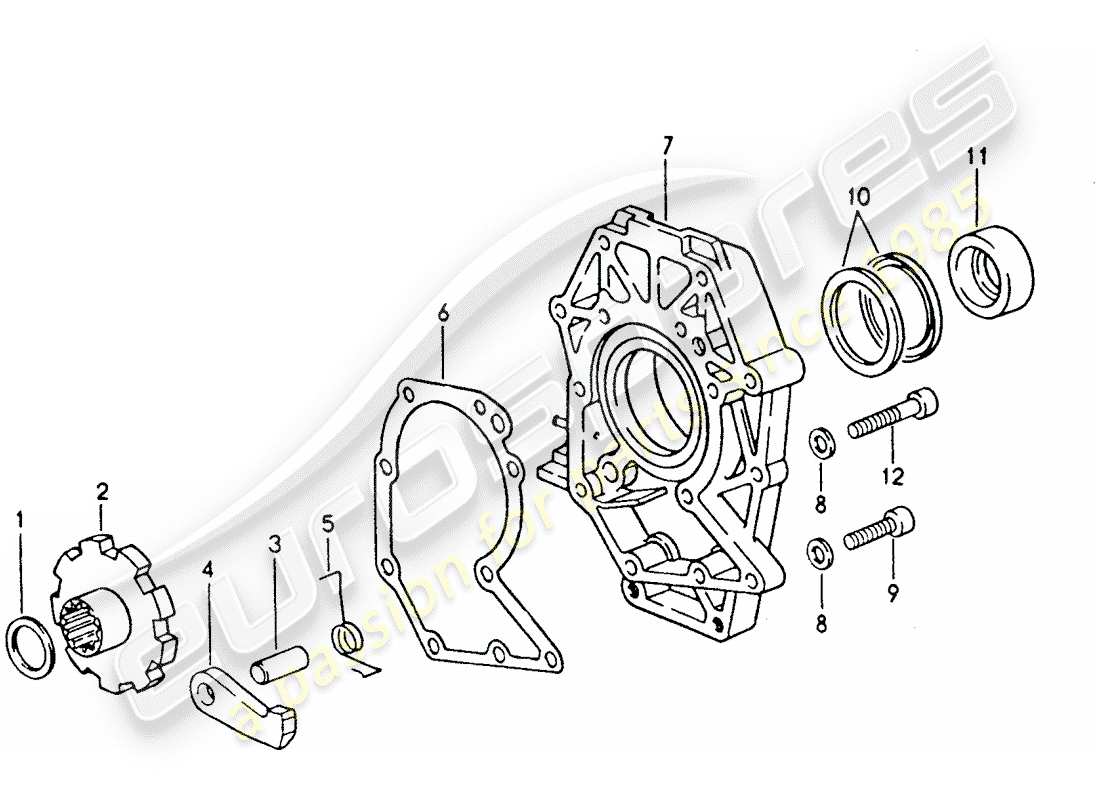 porsche 928 (1994) automatic transmission - intermediate plate - parking lock part diagram