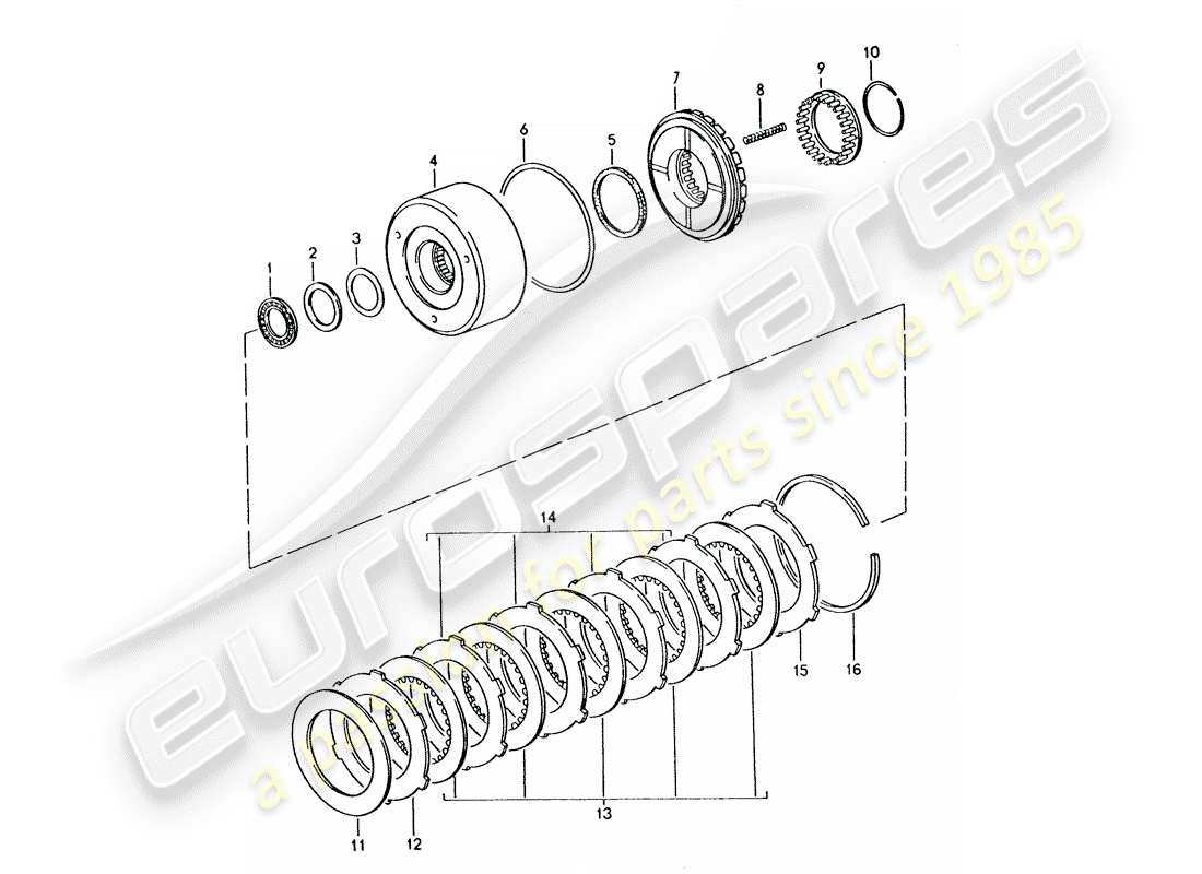 porsche 928 (1994) automatic transmission - clutch - k 1 part diagram