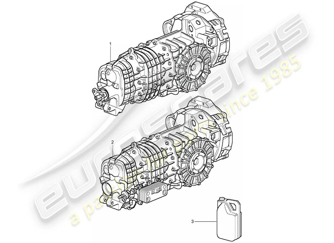 porsche 996 t/gt2 (2004) replacement transmission - - ready for installation part diagram