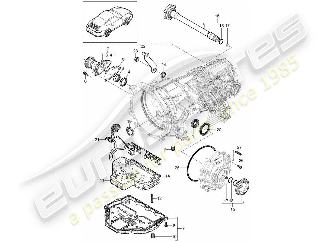 porsche 997 gen. 2 (2012) - pdk - part diagram