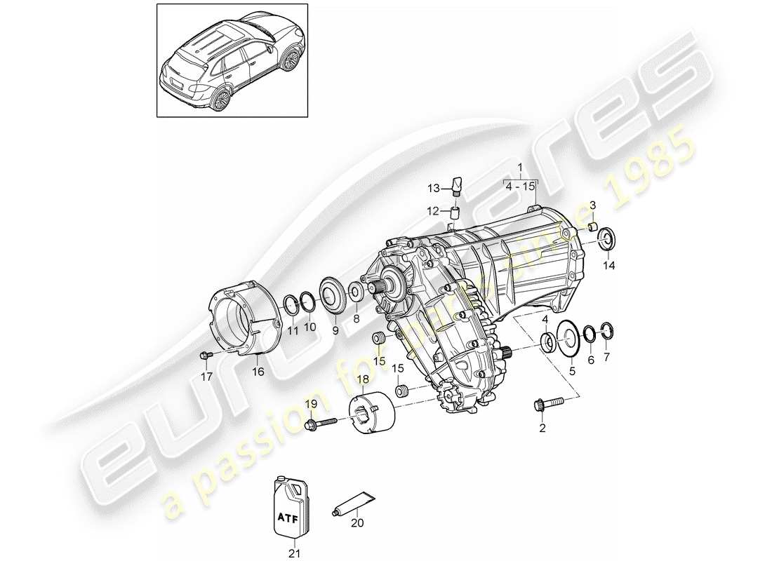 porsche cayenne e2 (2014) transfer box part diagram