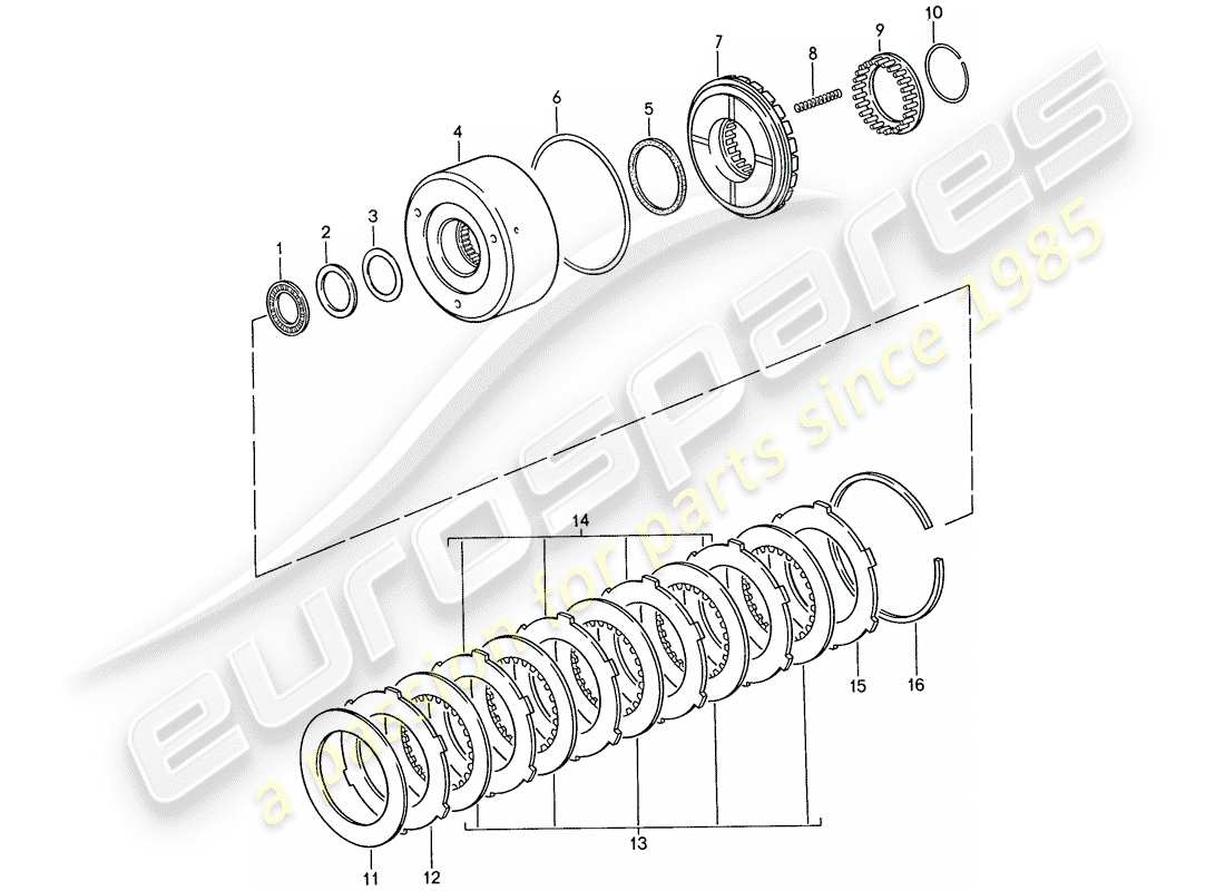 porsche 928 (1991) automatic transmission - clutch - k 1 part diagram