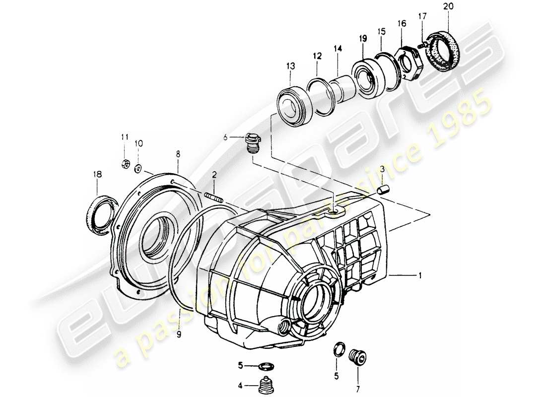 porsche 964 (1992) front axle differential part diagram