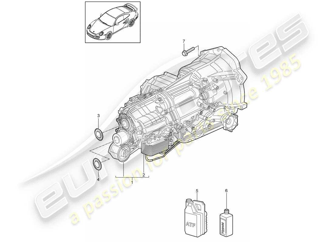 porsche 911 t/gt2rs (2013) - pdk - part diagram