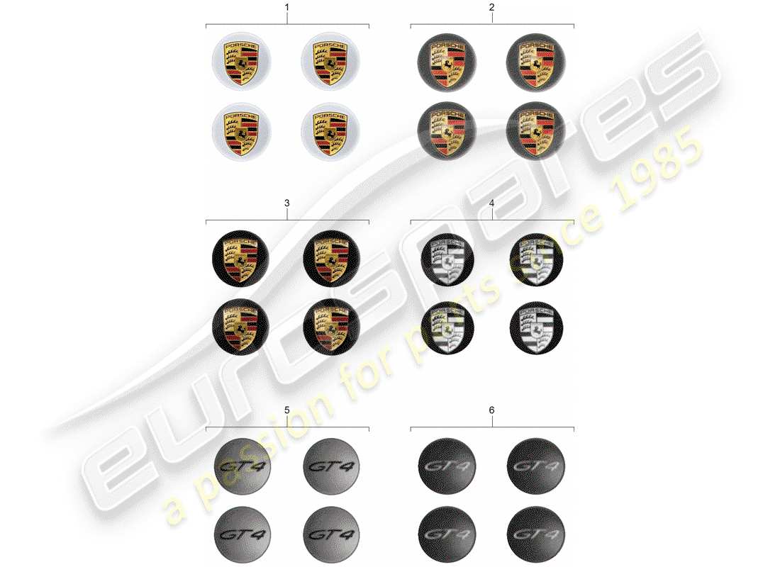 porsche tequipment 98x/99x (2015) wheel cap part diagram