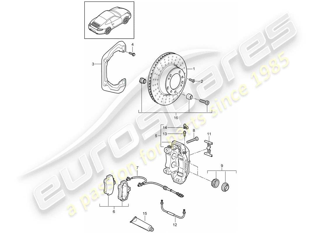 porsche 997 gen. 2 (2012) disc brakes part diagram