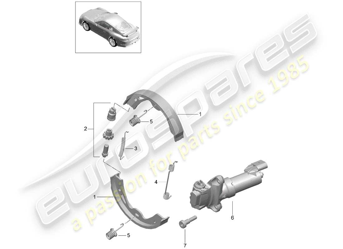 porsche 991r/gt3/rs (2016) parking brake part diagram