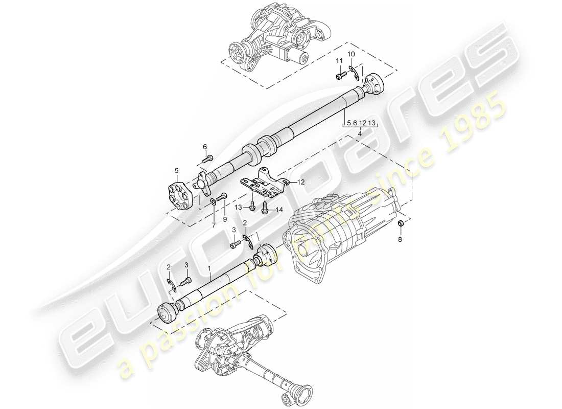 porsche cayenne (2004) propeller shaft part diagram