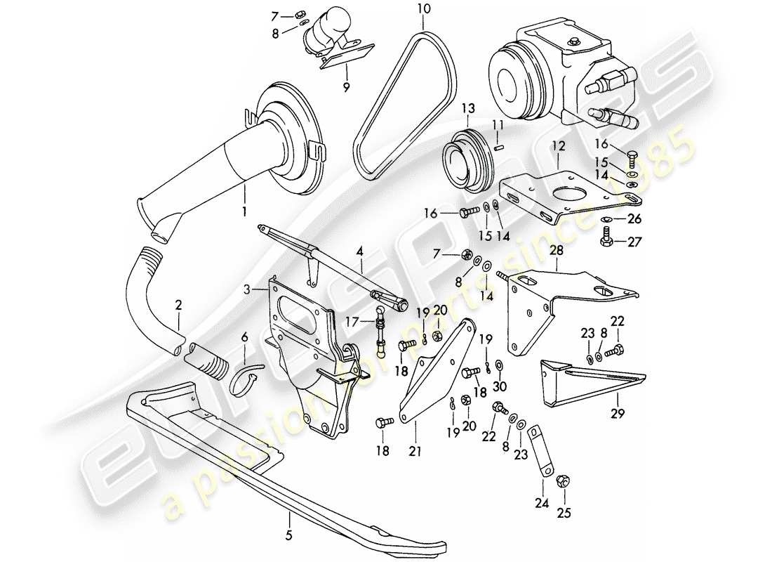 porsche 911 (1971) air conditioner - mount - for - compressor - not for: - (usa) part diagram