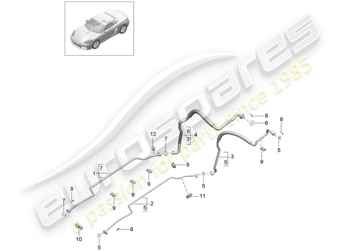 porsche 718 boxster (2018) refrigerant circuit part diagram