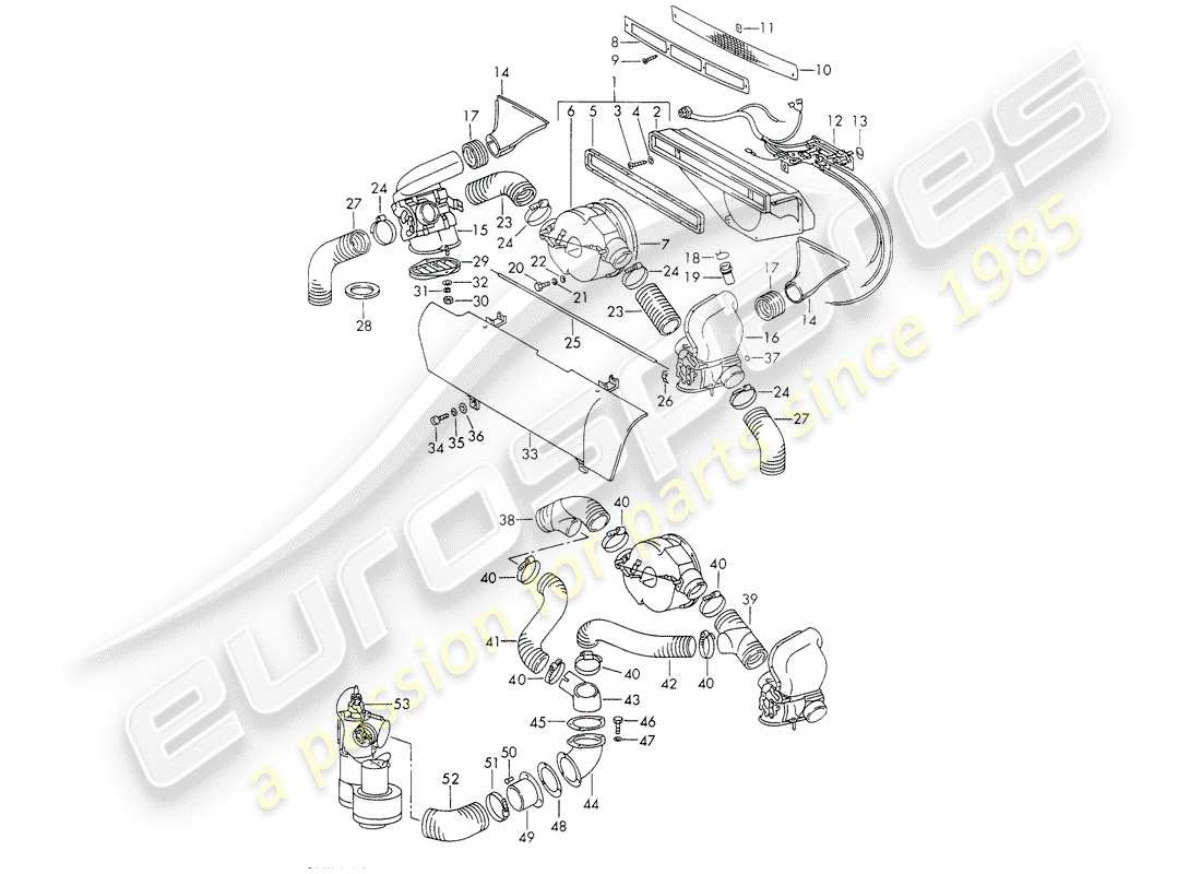 porsche 911 (1972) ventilation - and - heater part diagram