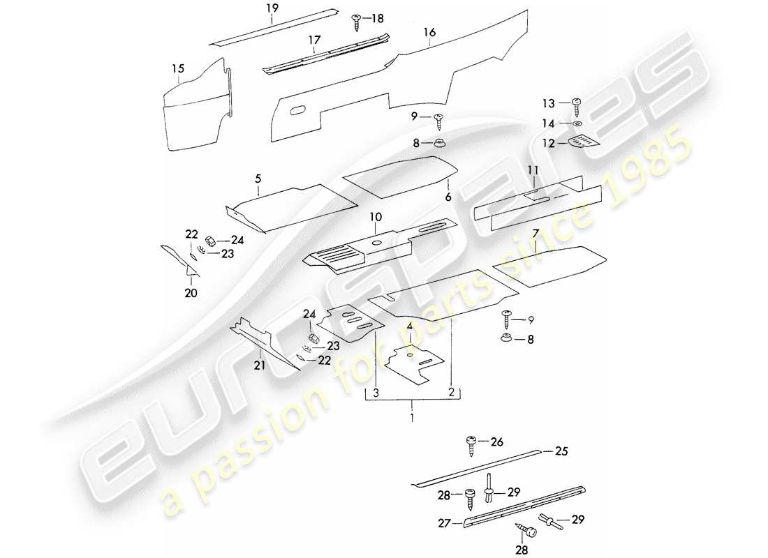 porsche 911 (1971) interior equipment part diagram