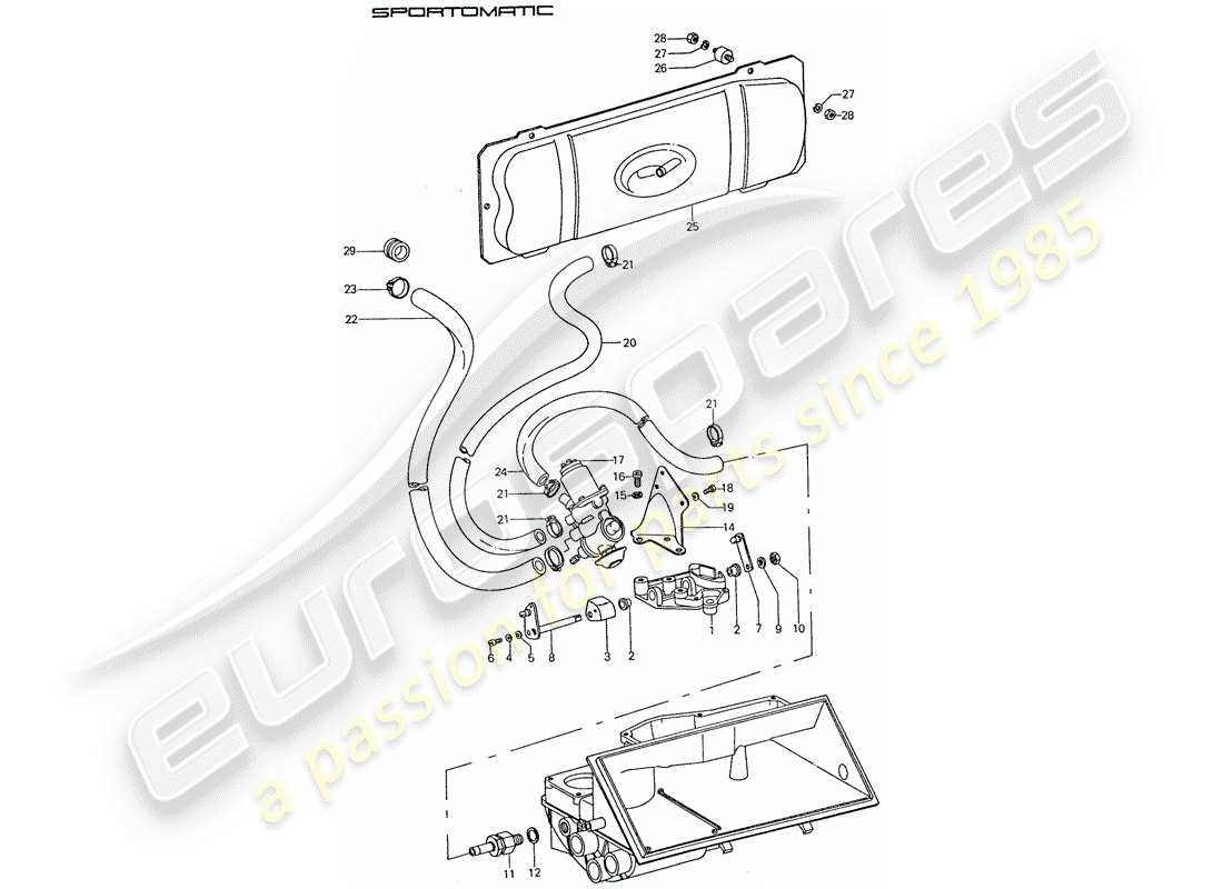 porsche 911 (1976) vacuum system - for - clutch release part diagram