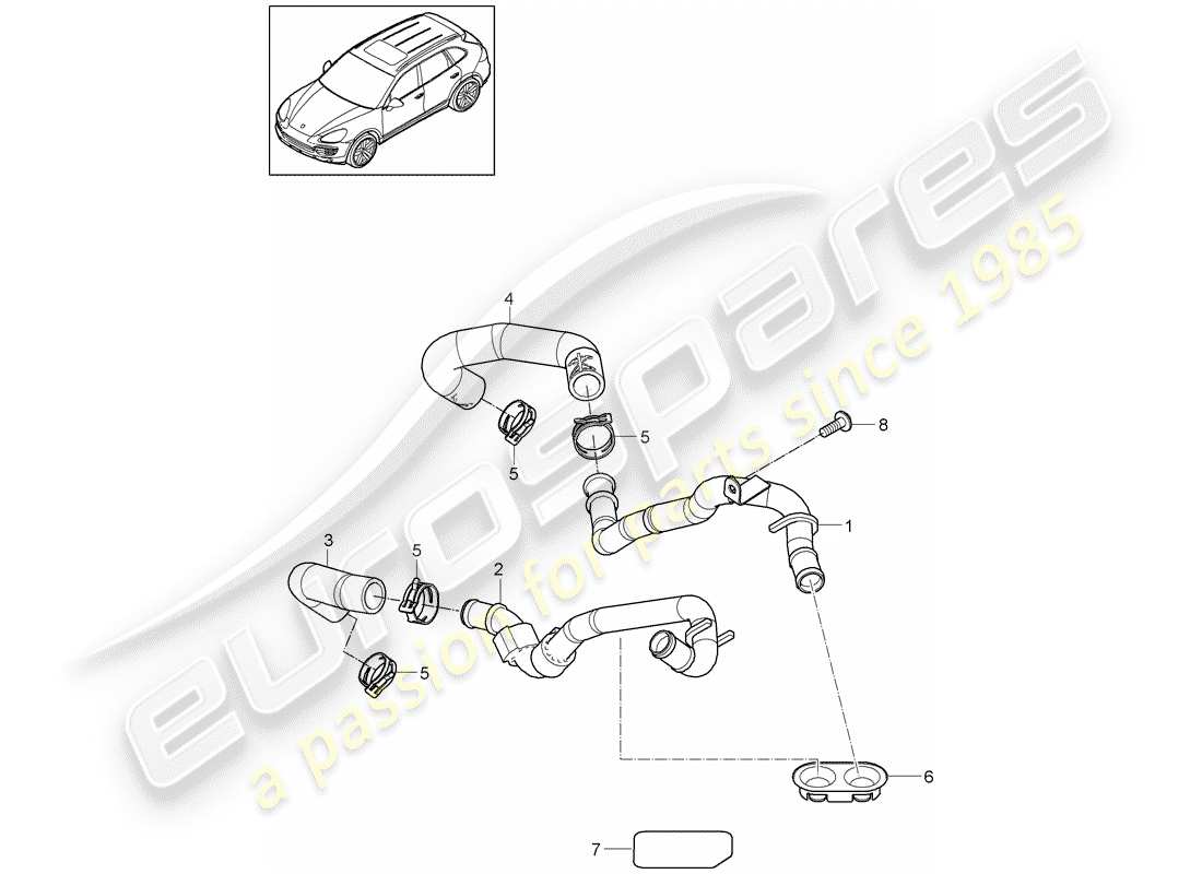 porsche cayenne e2 (2014) hose part diagram