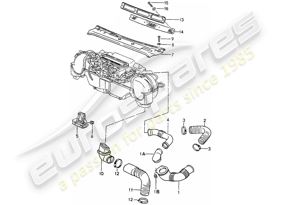 porsche 964 (1992) ventilation - heating system 1 part diagram