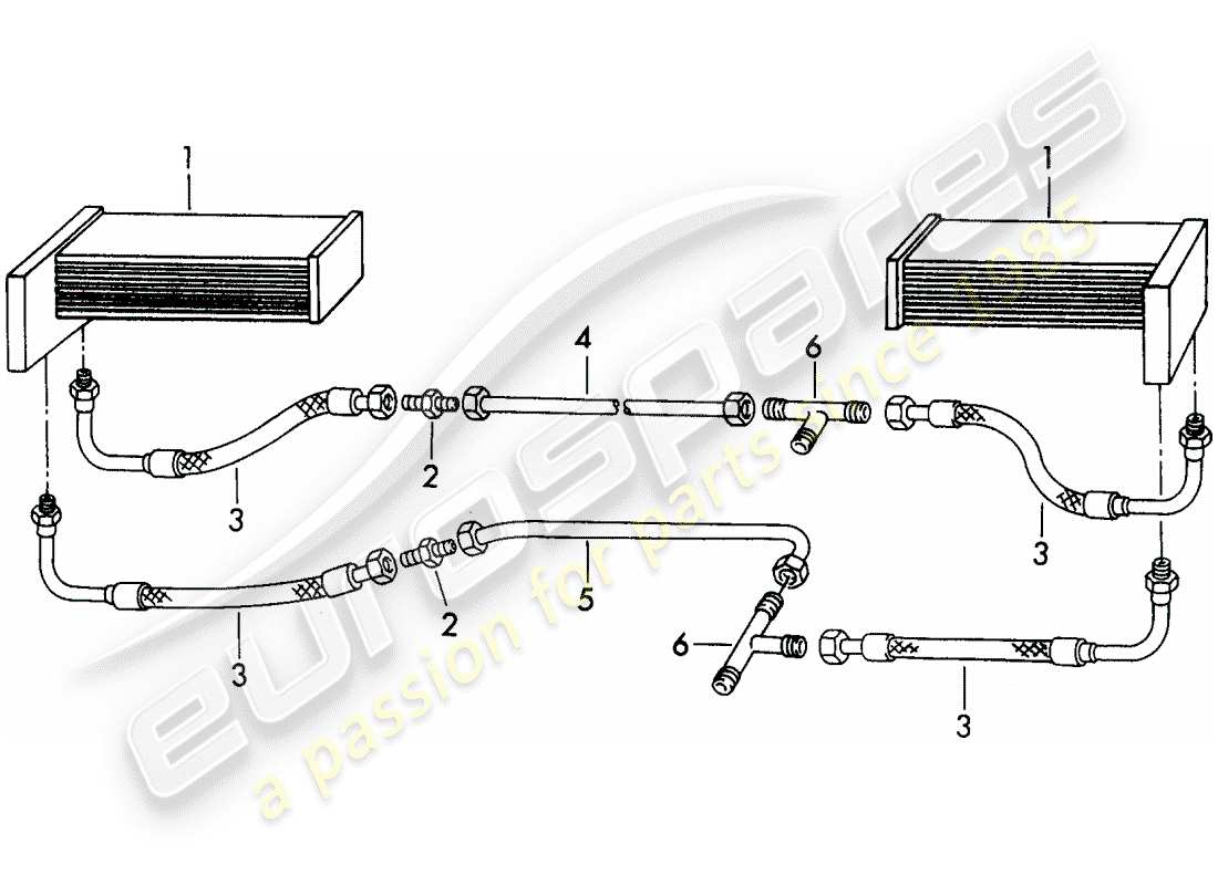 porsche 356/356a (1957) engine lubrication - oil cooler part diagram