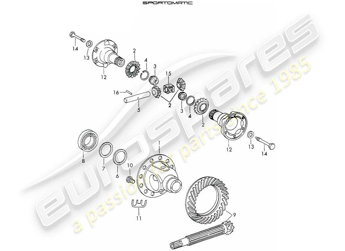 porsche 911 (1972) differential - for - sportomatic - typ 905 part diagram