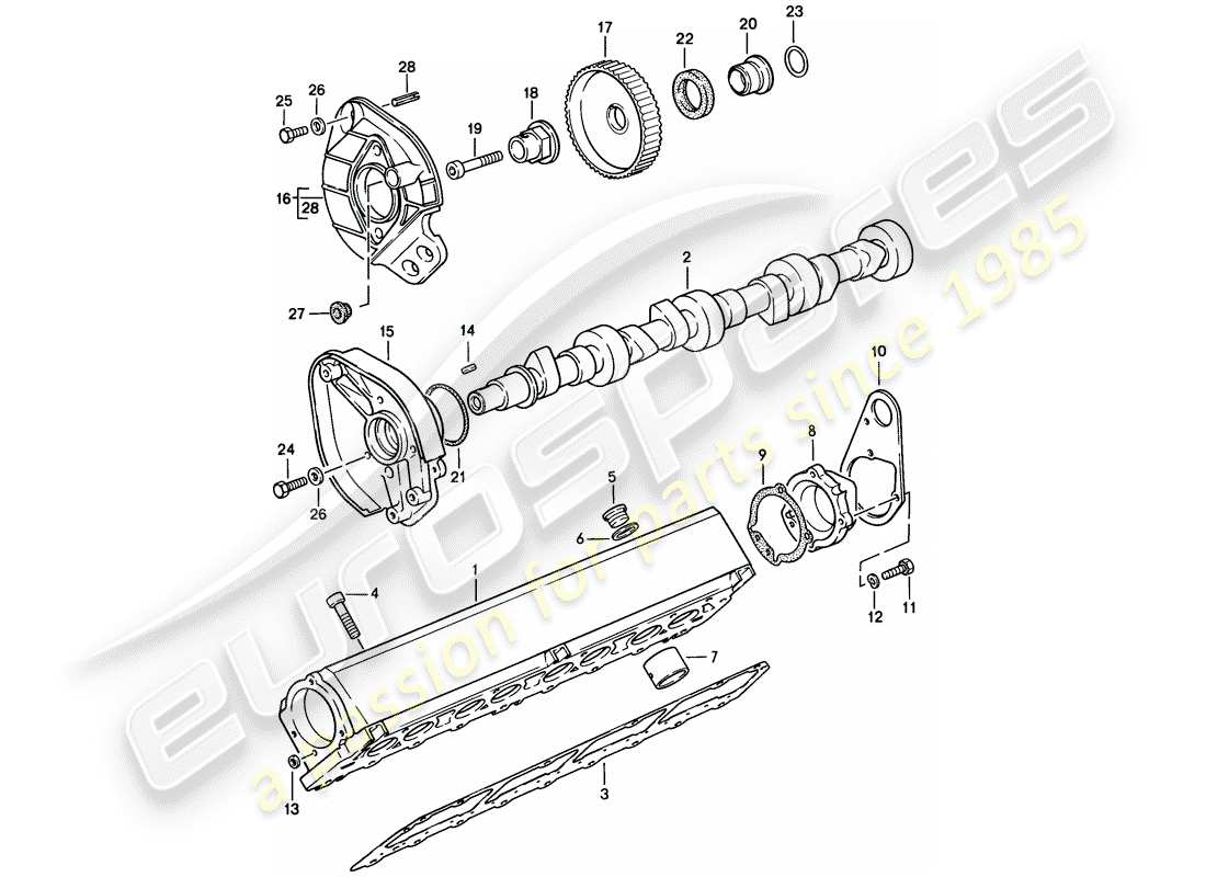 porsche 924s (1988) camshaft housing - camshaft part diagram