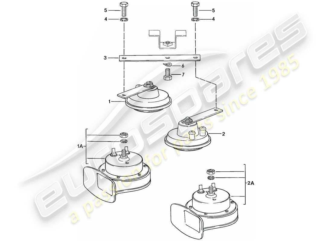 porsche 924 (1979) horn part diagram