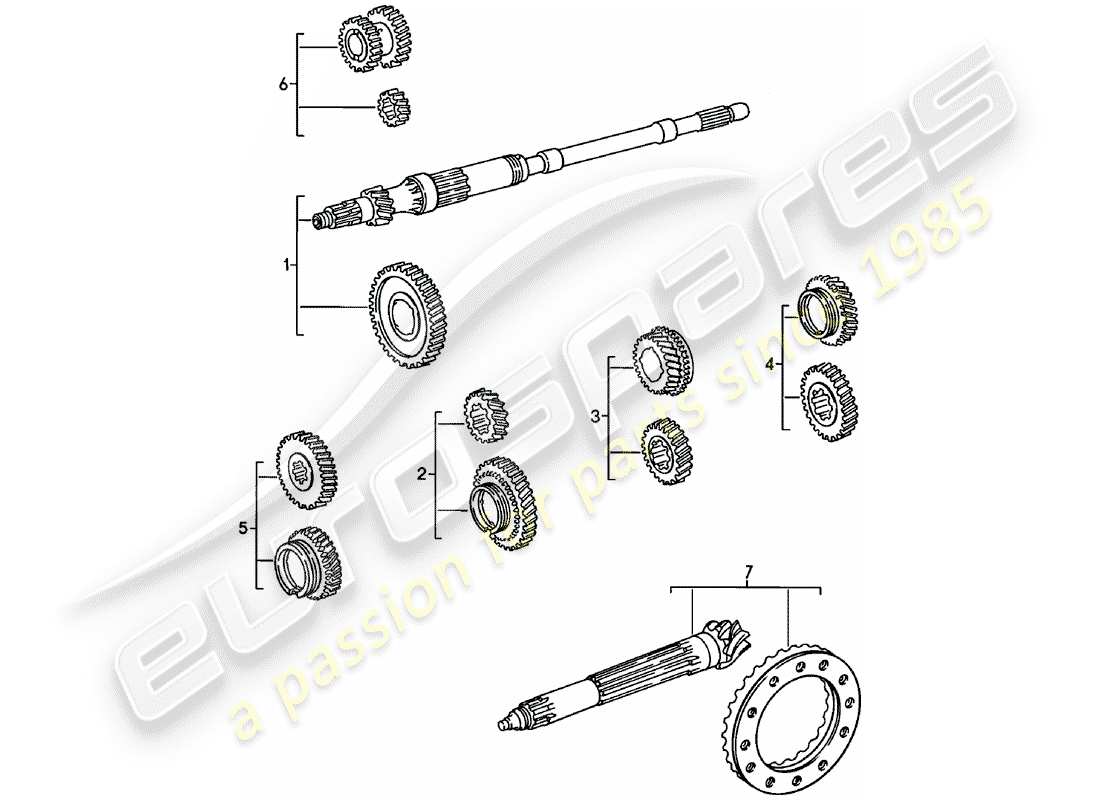 porsche 911 (1978) gear wheel sets - 5. - speed - transmission part diagram