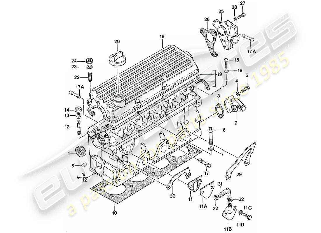 porsche 924 (1979) cylinder head part diagram