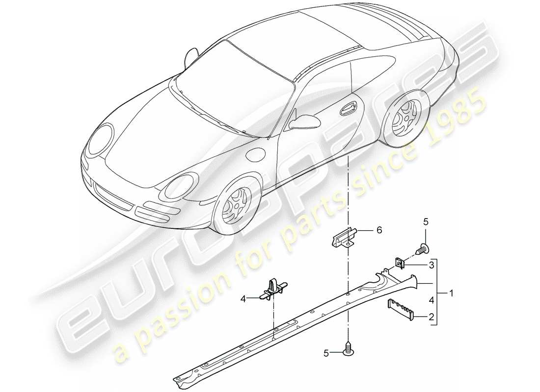 porsche 997 (2008) side member trim part diagram