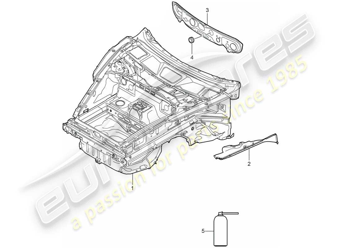 porsche 997 (2008) front end part diagram