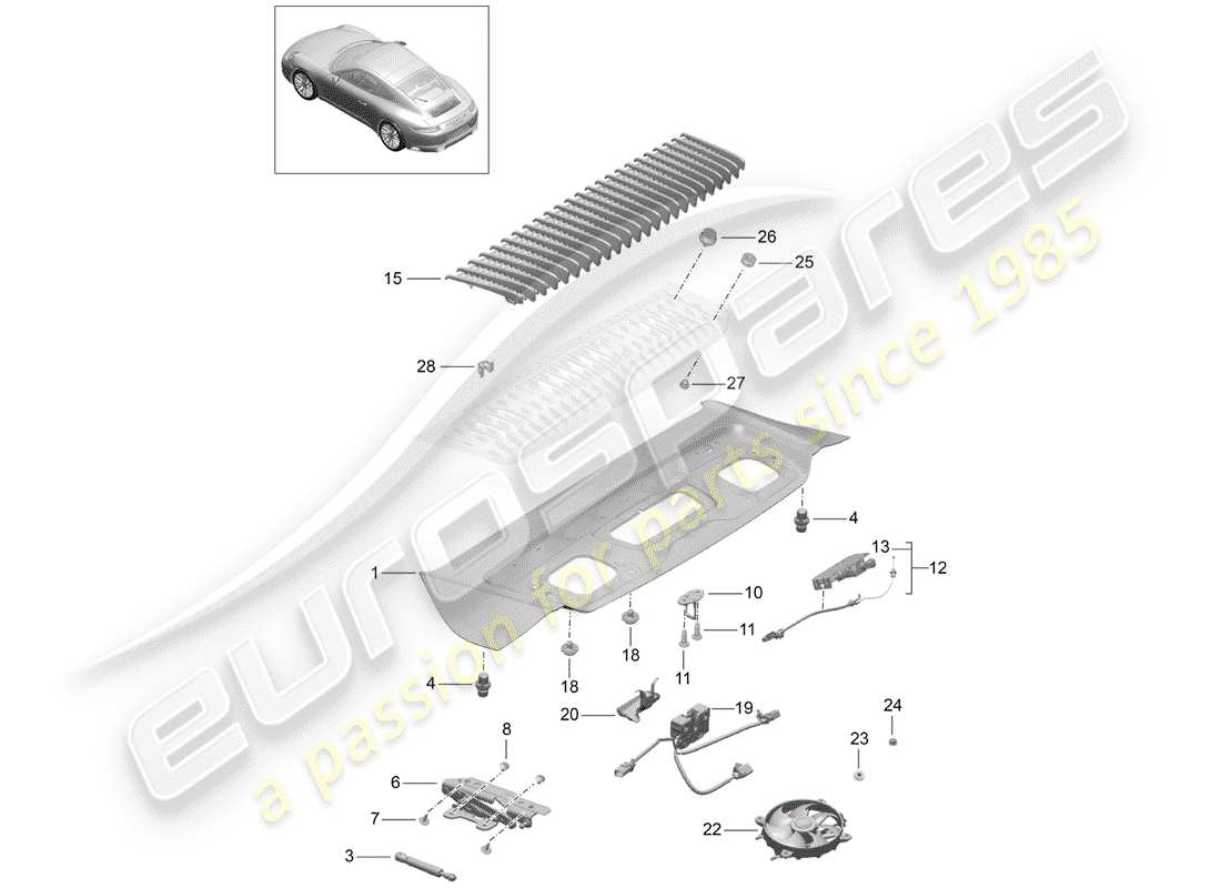 porsche 991 gen. 2 (2020) cover part diagram