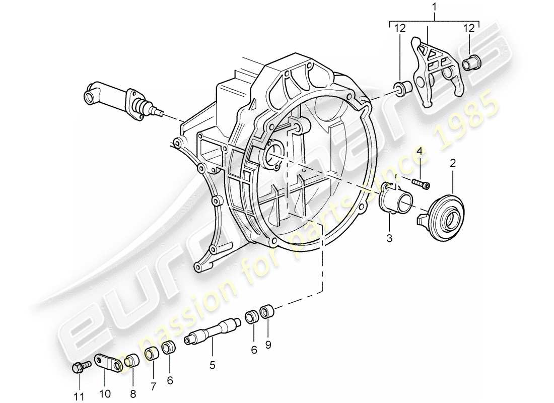 porsche 997 gt3 (2007) clutch release part diagram