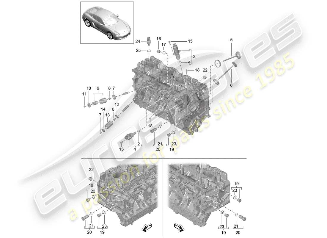 porsche cayman 981 (2016) cylinder head part diagram