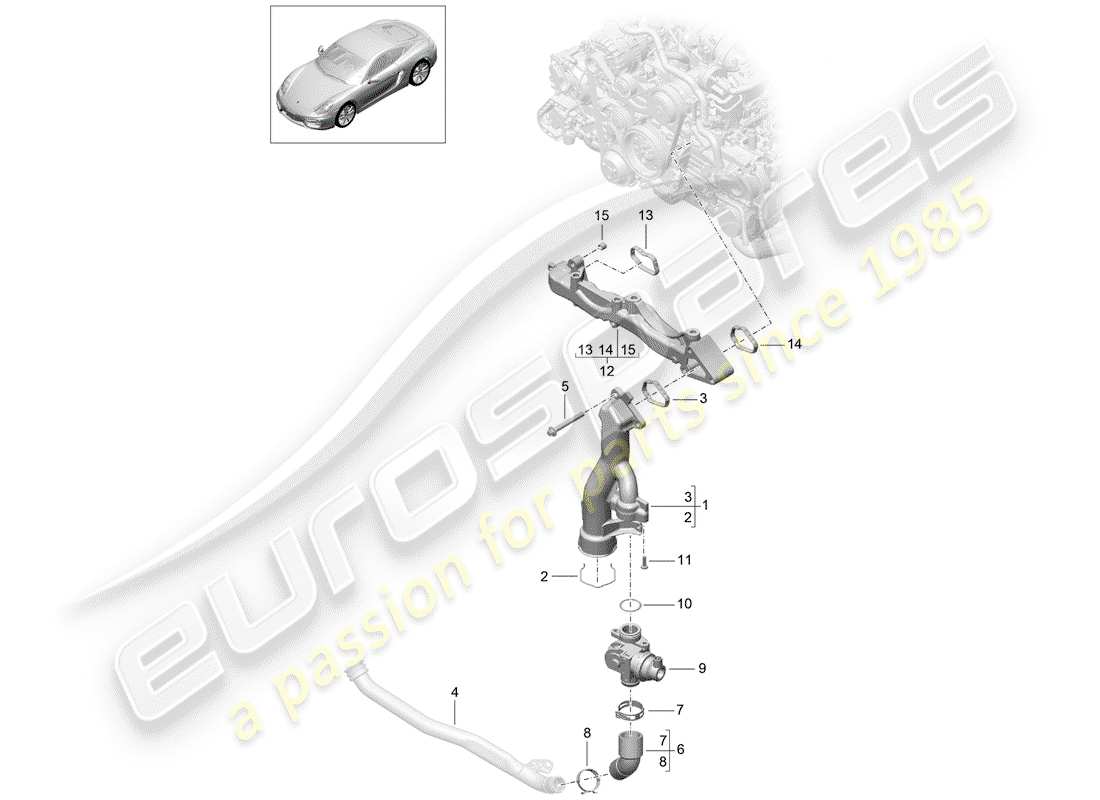 porsche cayman 981 (2016) sub-frame part diagram