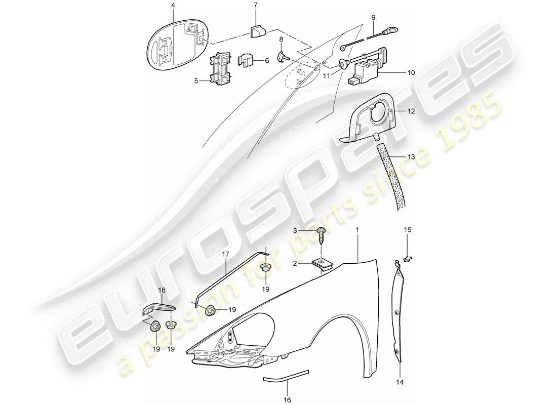 porsche 997 (2008) fender part diagram