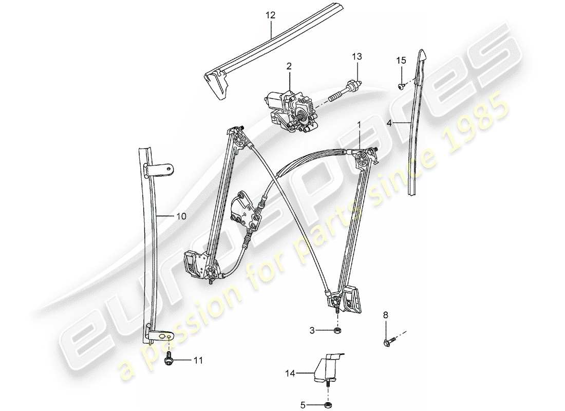 porsche carrera gt (2004) window regulator part diagram