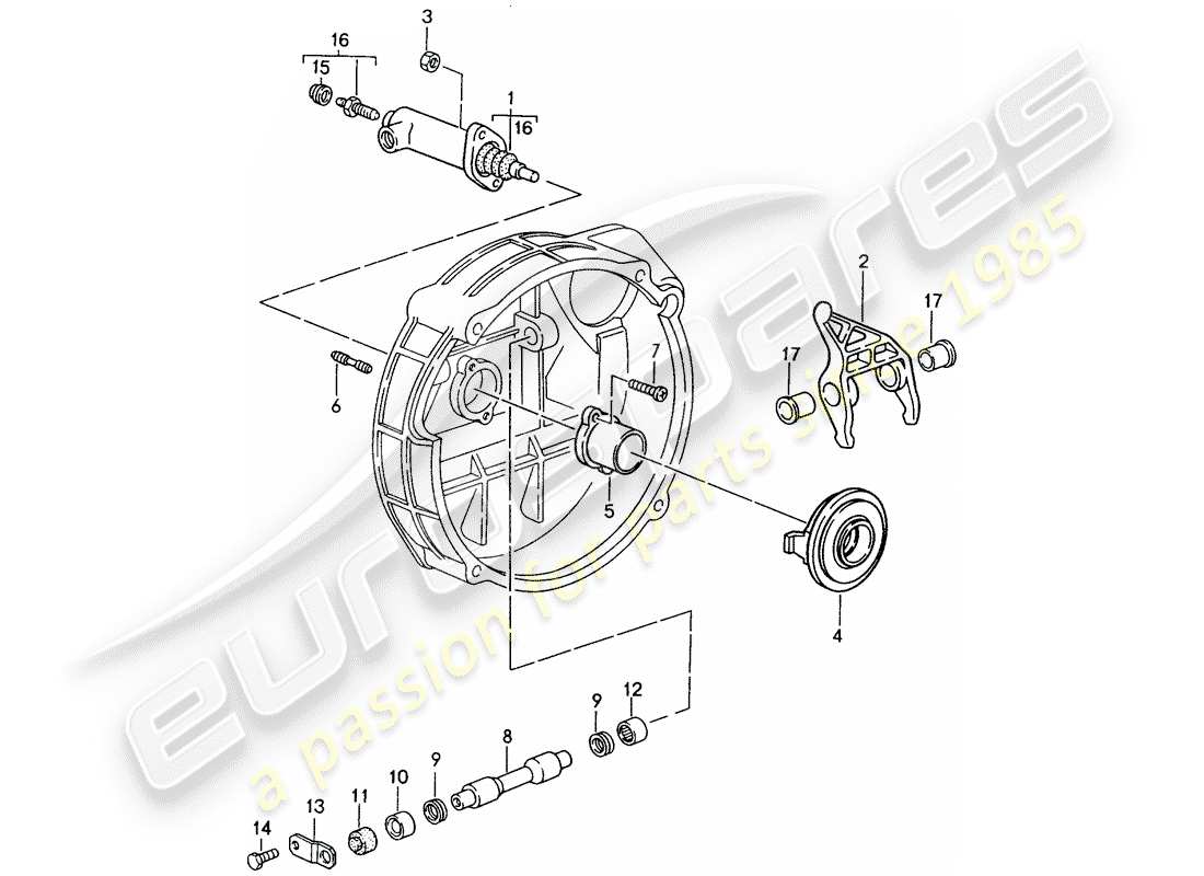 porsche 993 (1997) clutch release part diagram