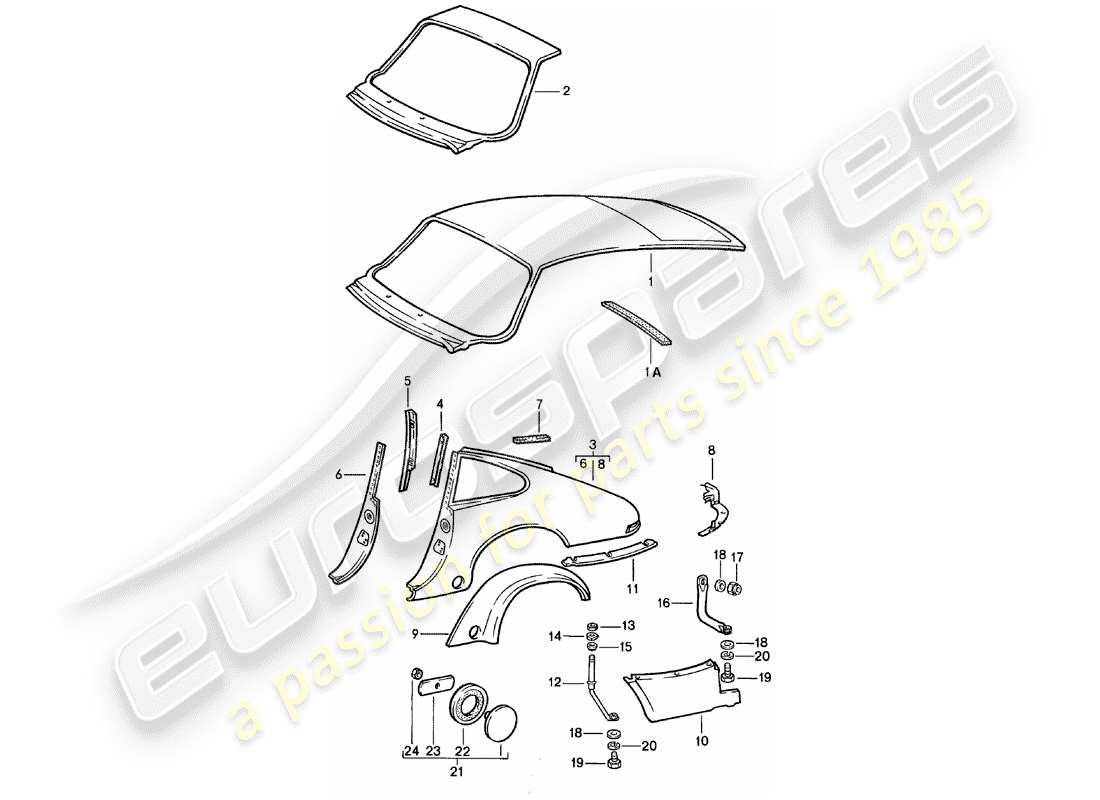 porsche 911 (1981) exterior panelling - to fit use workshop material part diagram