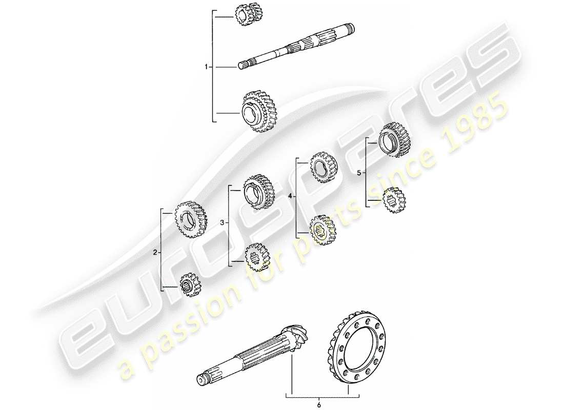 porsche 924 (1982) gear wheel sets - manual gearbox - g31.01/02/03 part diagram