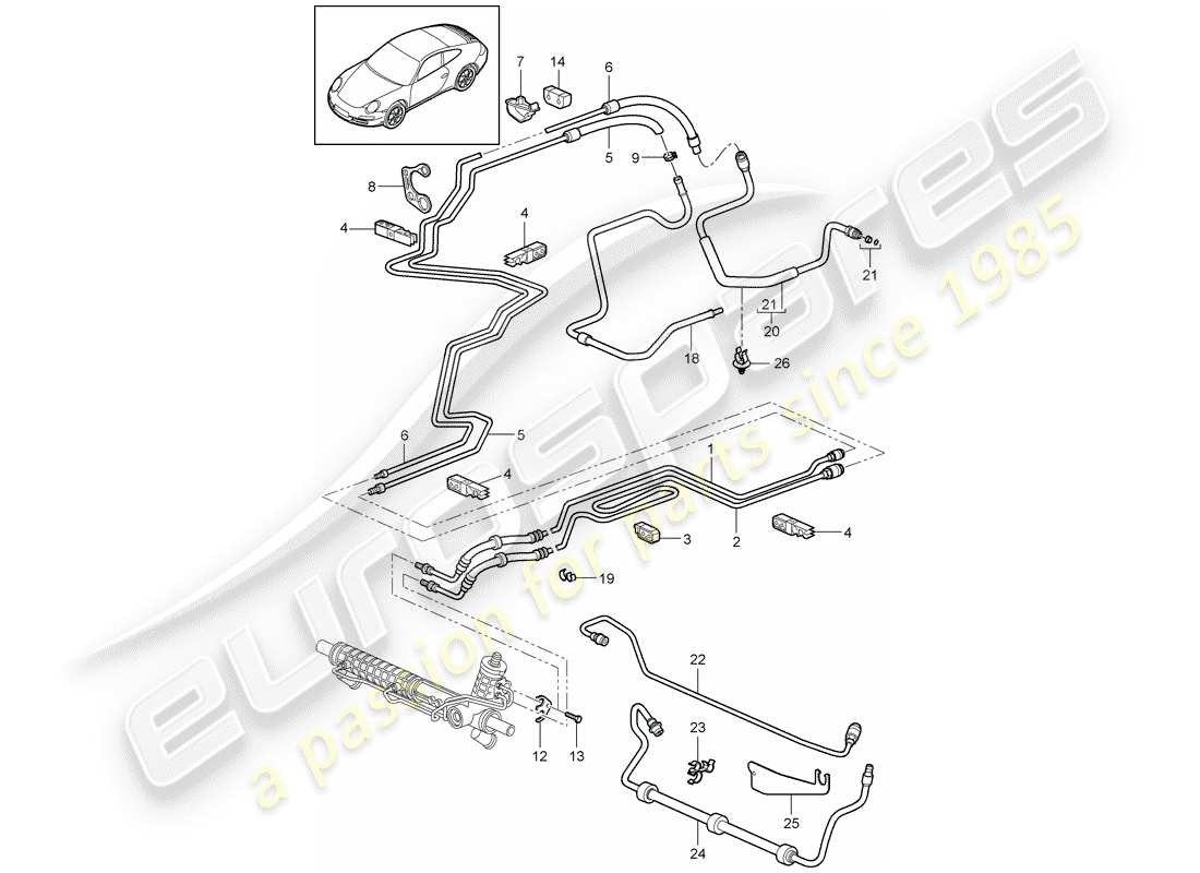 porsche 997 gen. 2 (2009) power steering part diagram