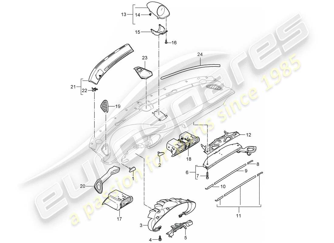 porsche 997 (2008) accessories part diagram