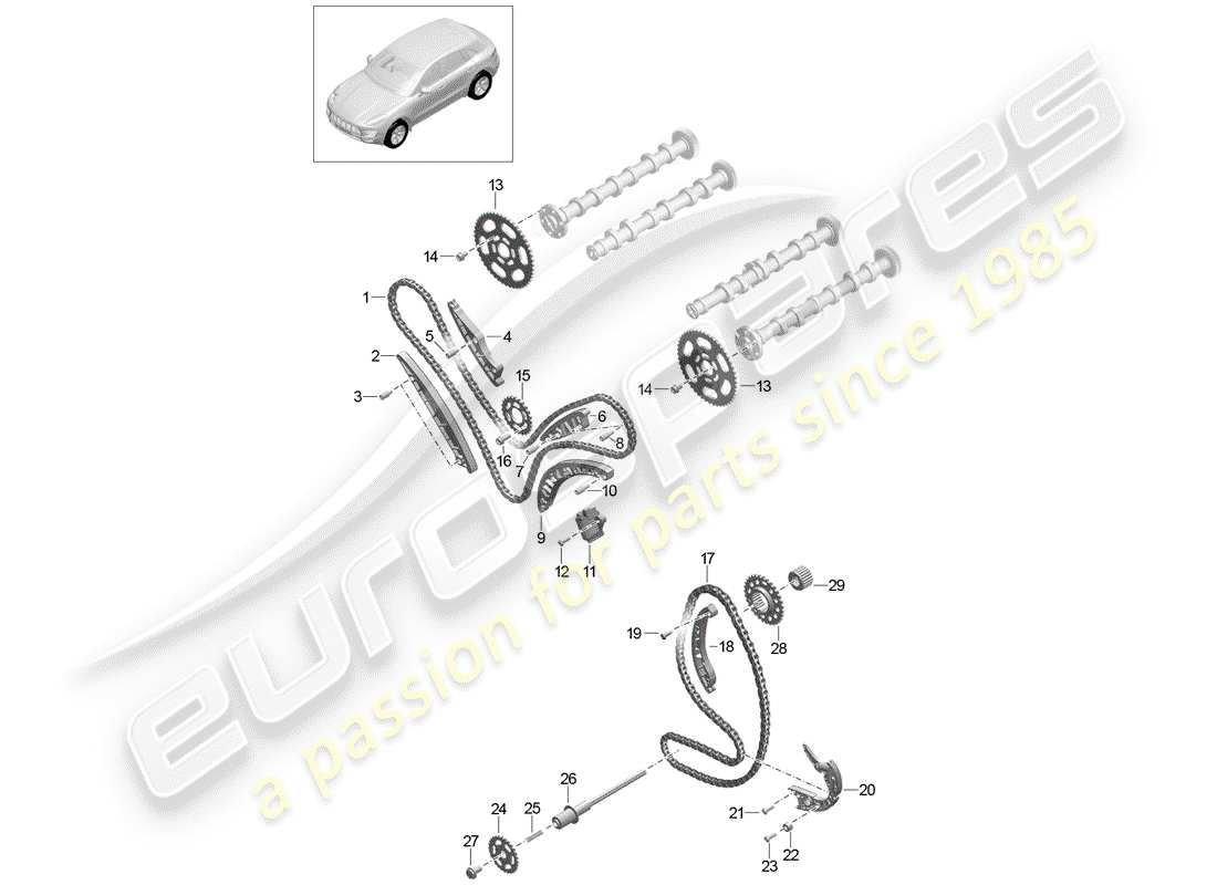 porsche macan (2015) timing chain part diagram