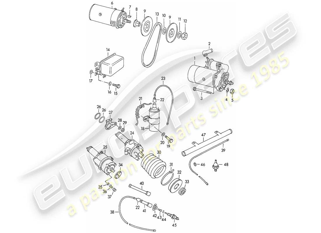 porsche 356/356a (1957) electrical equipment - engine - m 90 501 >> 91 000 part diagram