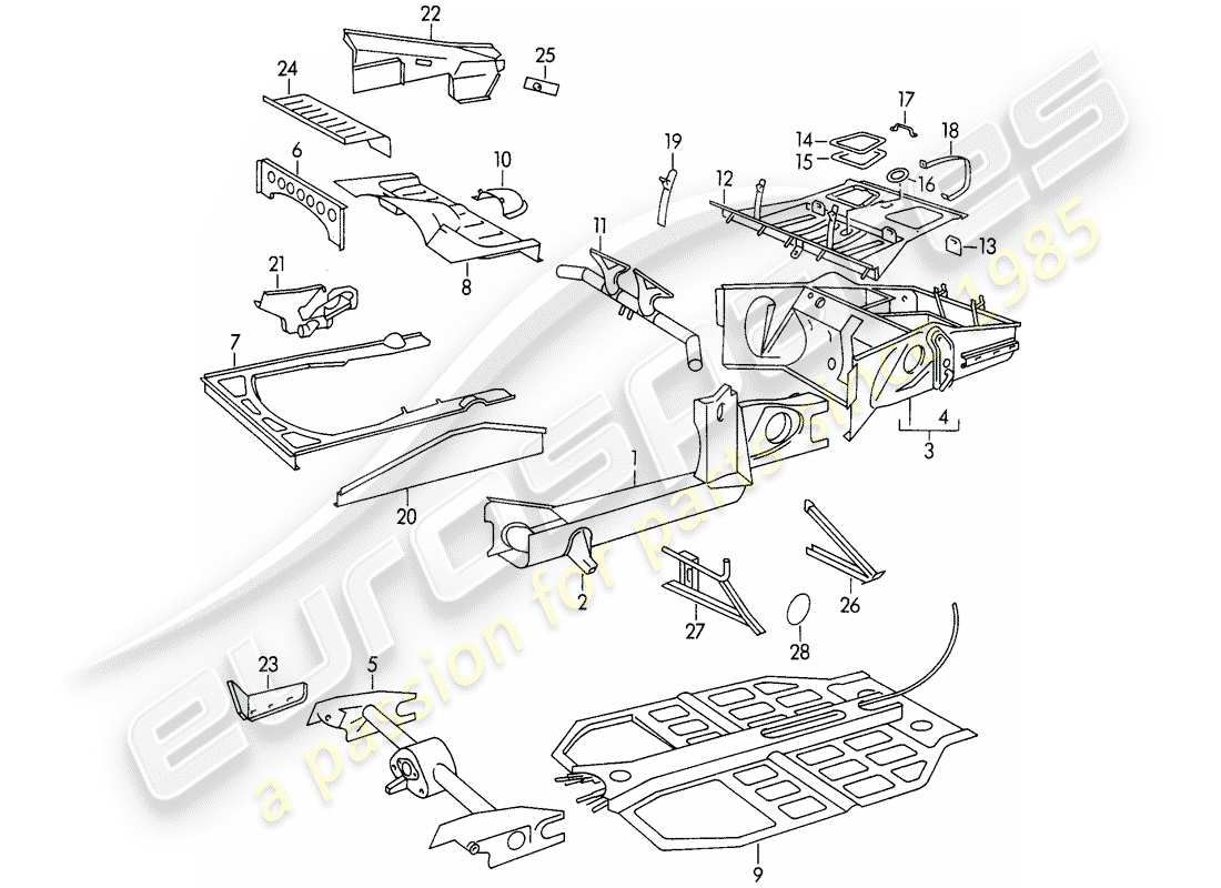 porsche 356/356a (1957) frame part diagram