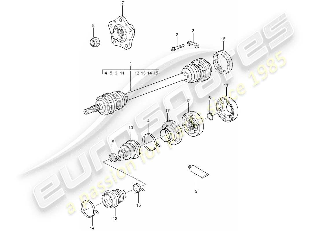 porsche 997 (2008) drive shaft part diagram