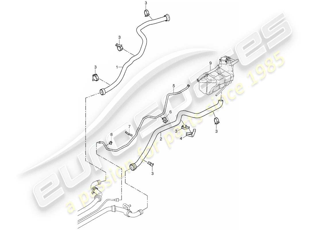 porsche 997 (2008) water cooling 1 part diagram